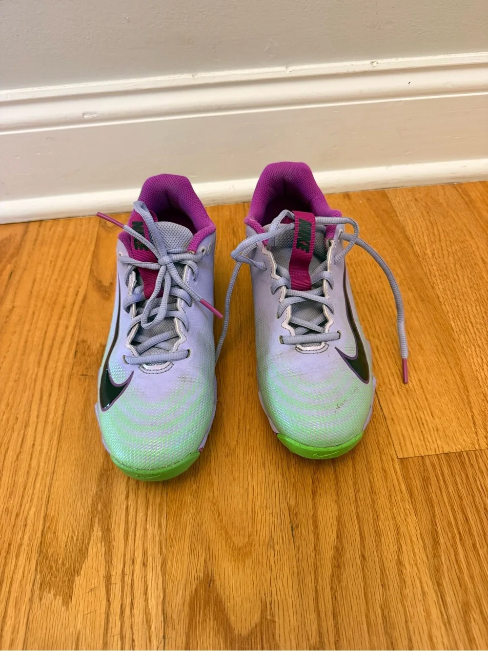 Nike Football Cleats Purple with Green Accents